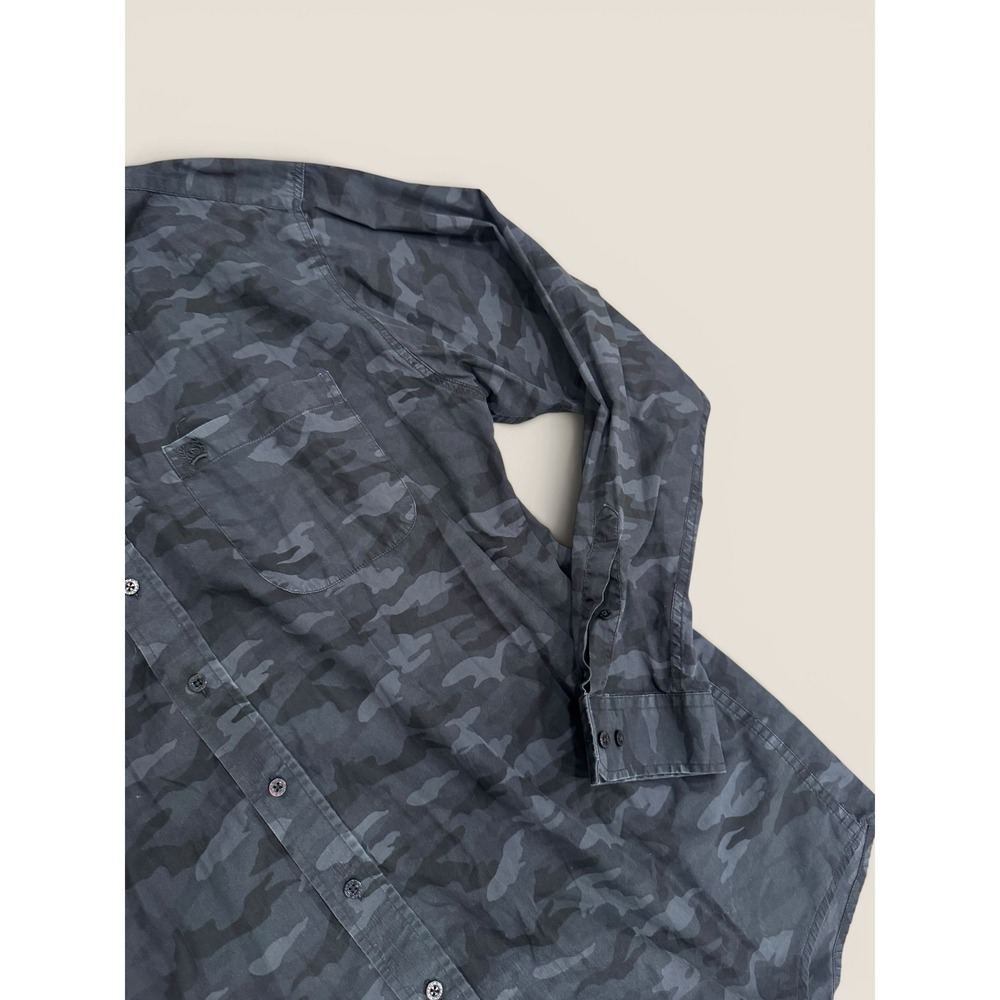 Cinch Mens XXL Camouflage Long Sleeve Button Down Shirt Grey Black Cotton - Picture 4 of 5